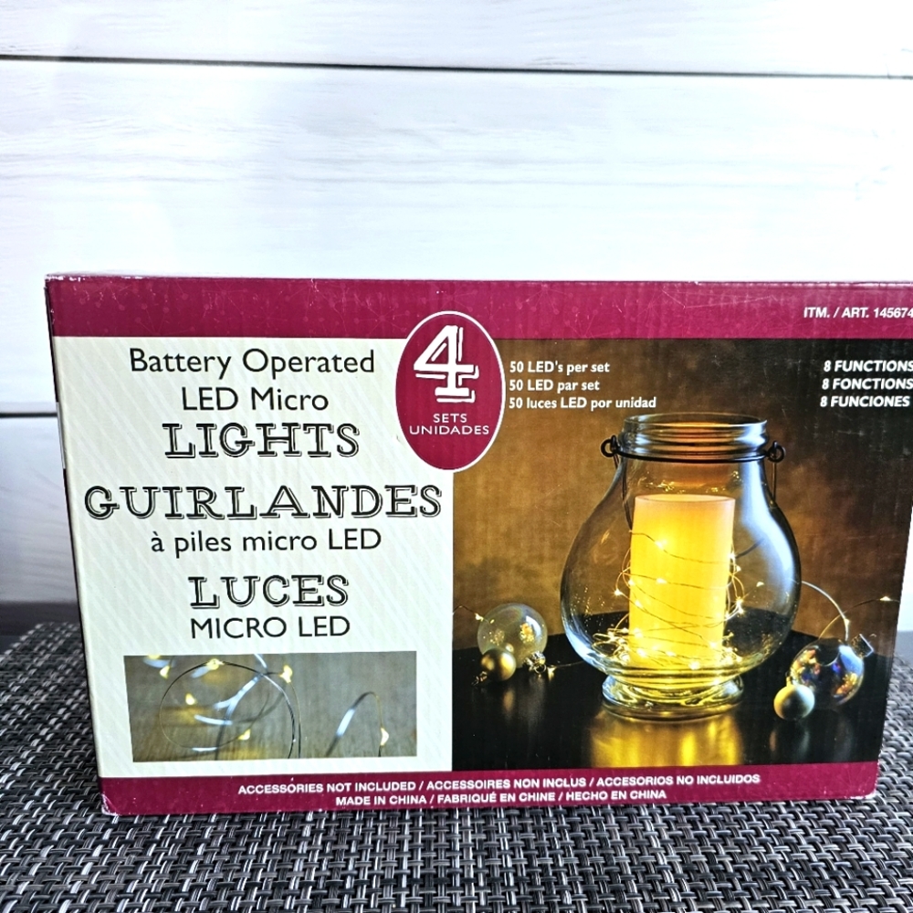 LED Battery Operated Micro Lights Set of 4 50 LED's Per Set - 8 Functions - Picture 2 of 4